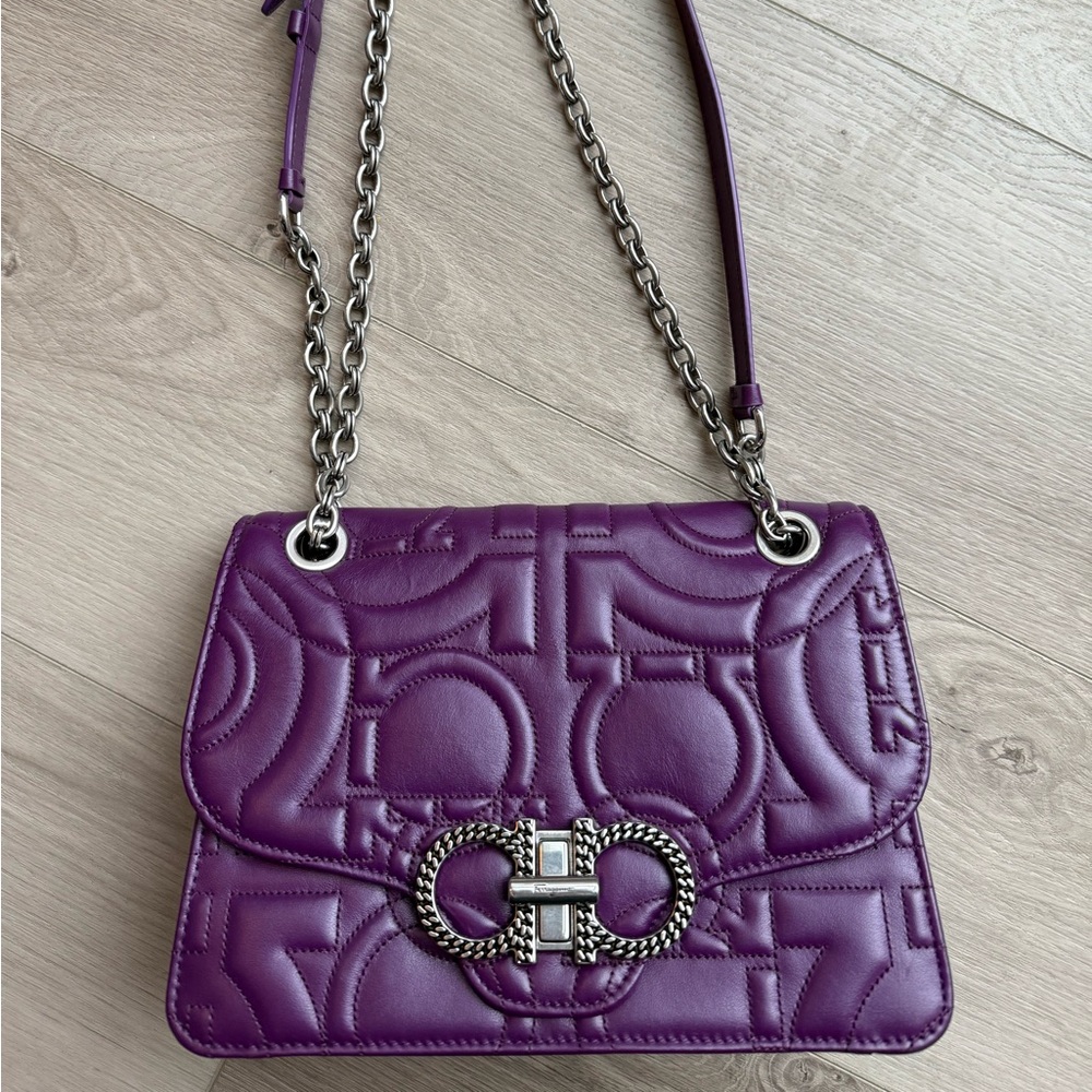 Salvatore Ferragamo dark purple shoulder bag
